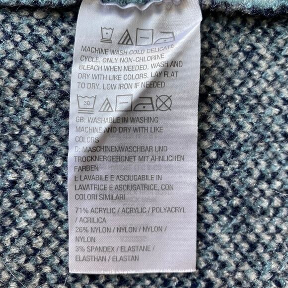 Denim & Co. Colorblock Long Cardigan Sweater Women S Blue Geometric Preppy NEW - Picture 6 of 7